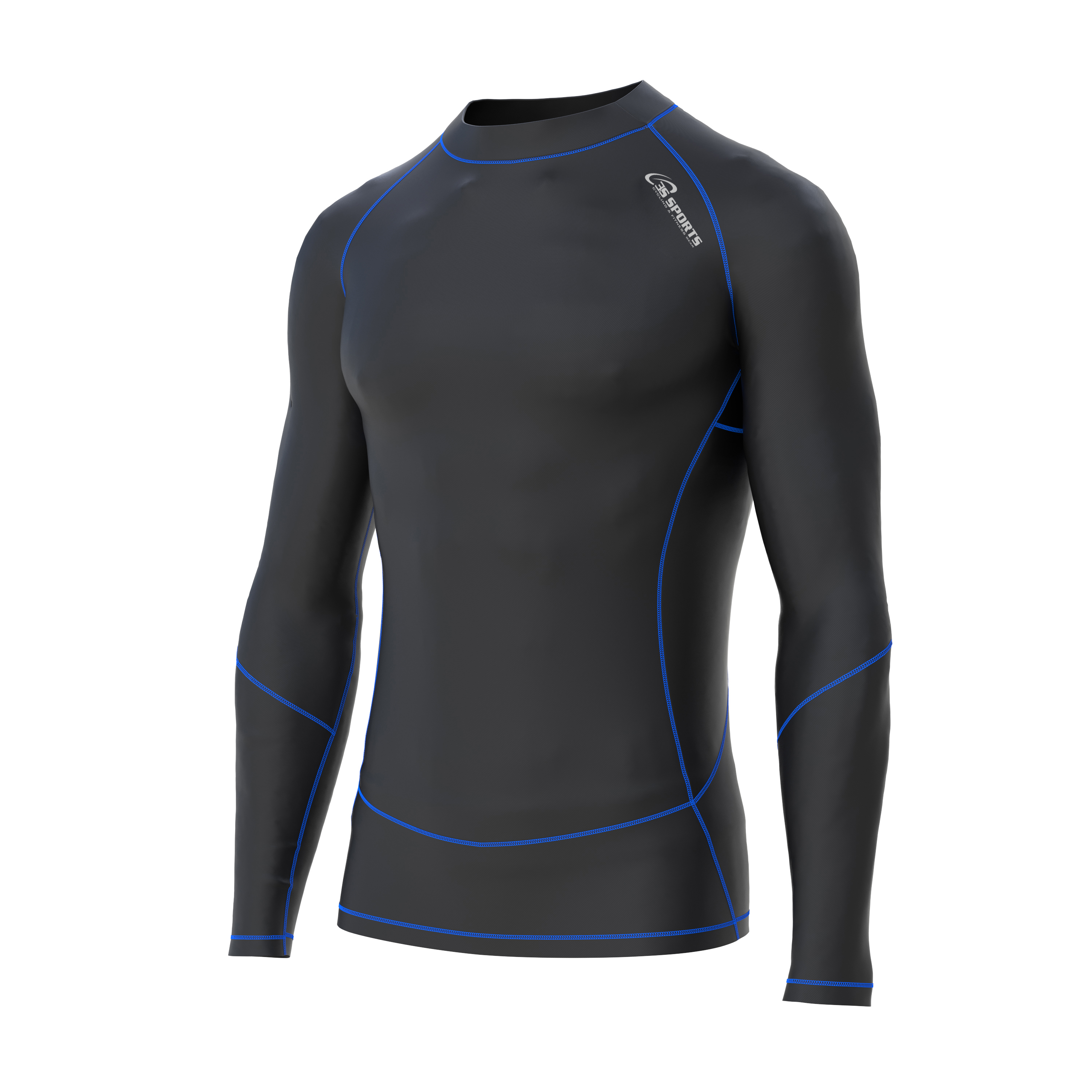 Gym Fitness Compression Wear #Comp Set_Shirt Blue_02